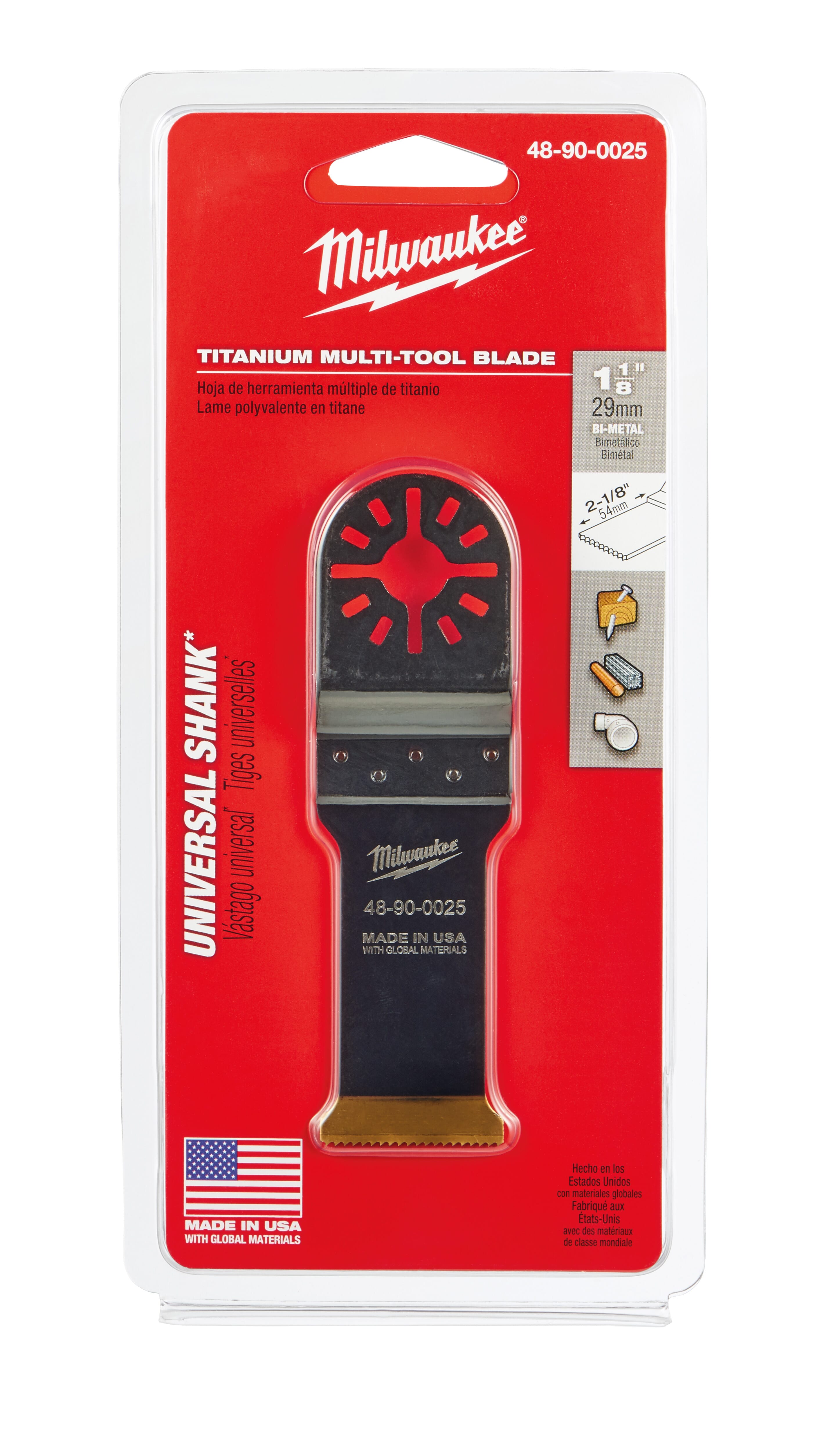 Milwaukee® 48-90-0025 Multi-Tool Blade, For Use With Oscillating Tool, 1-1/8 in Dia Cutting, Bi-Metal